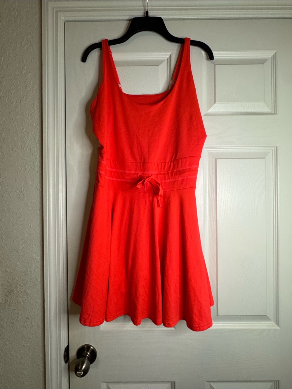 Bright Red Sleeveless Fit-and-Flare shorts romper